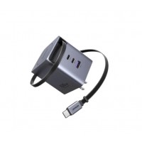 Sạc điện thoại 2 cổng USB-C và 1 cổng USB-A GaN 100W kèm dây rút USB-C dài 0.75m Ugreen 65827 X616